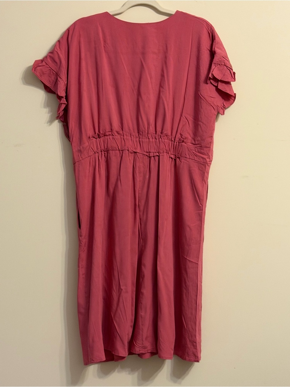 DAVI & DANI Embroidered Deep-V Mini Dress in Raspberry - Picture 4 of 4